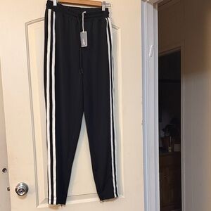 Daily Practice Side Stripe Joggers Track Pants with White Stripes